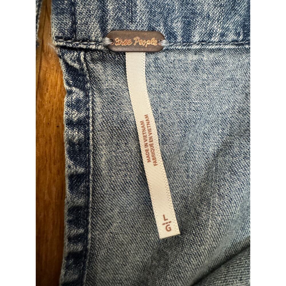 Free People Washed Denim Mini Dress in Light Blue - Picture 6 of 8